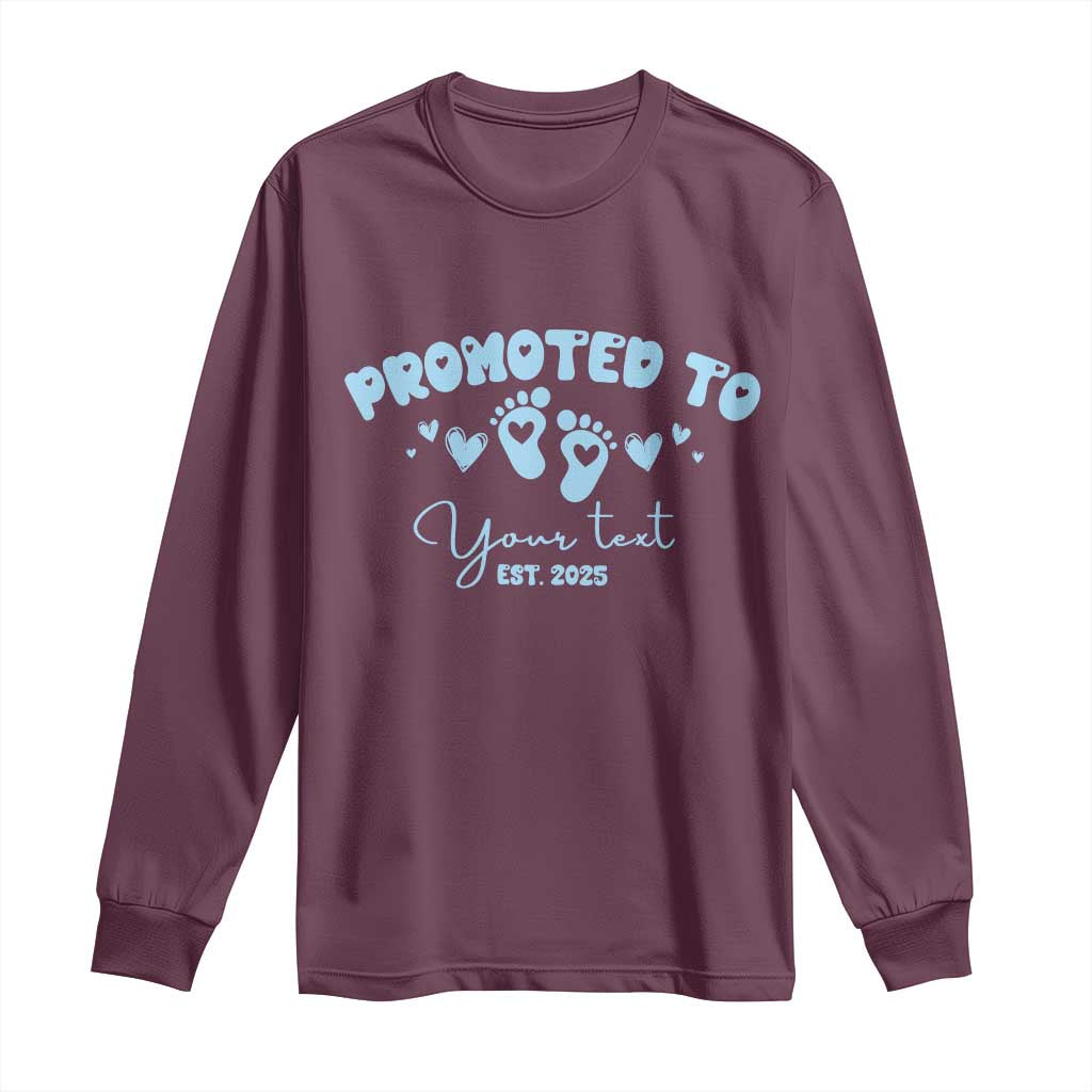 Personalized Gender Reveal Long Sleeve Shirt Custom Text Baby Boy Reveal Blue Family Matching