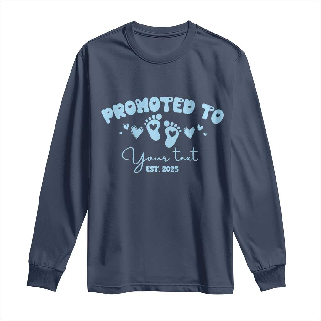 Personalized Gender Reveal Long Sleeve Shirt Custom Text Baby Boy Reveal Blue Family Matching