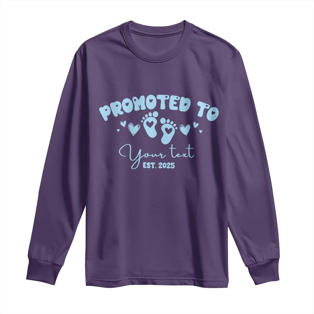 Personalized Gender Reveal Long Sleeve Shirt Custom Text Baby Boy Reveal Blue Family Matching