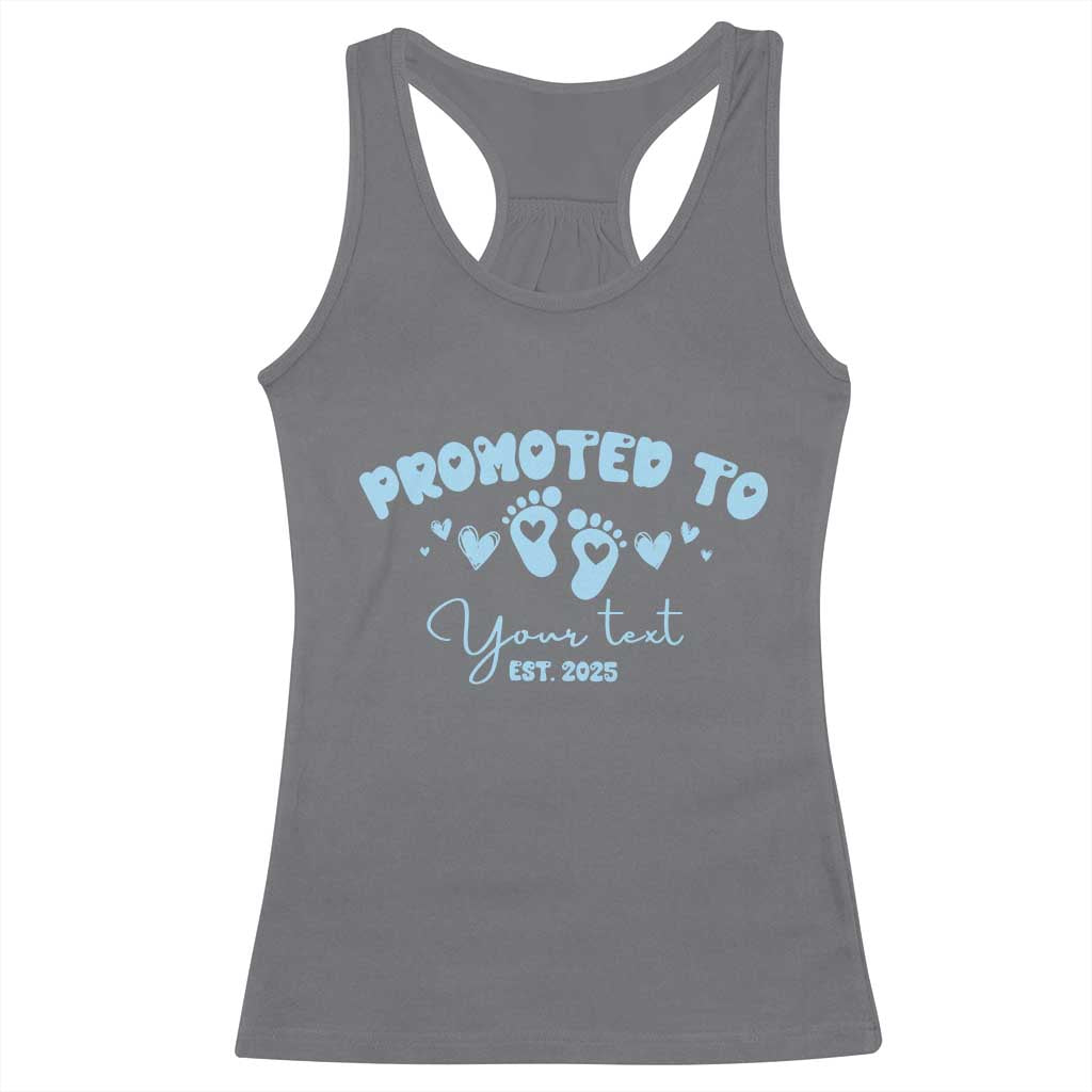 Personalized Gender Reveal Racerback Tank Top Custom Text Baby Boy Reveal Blue Family Matching