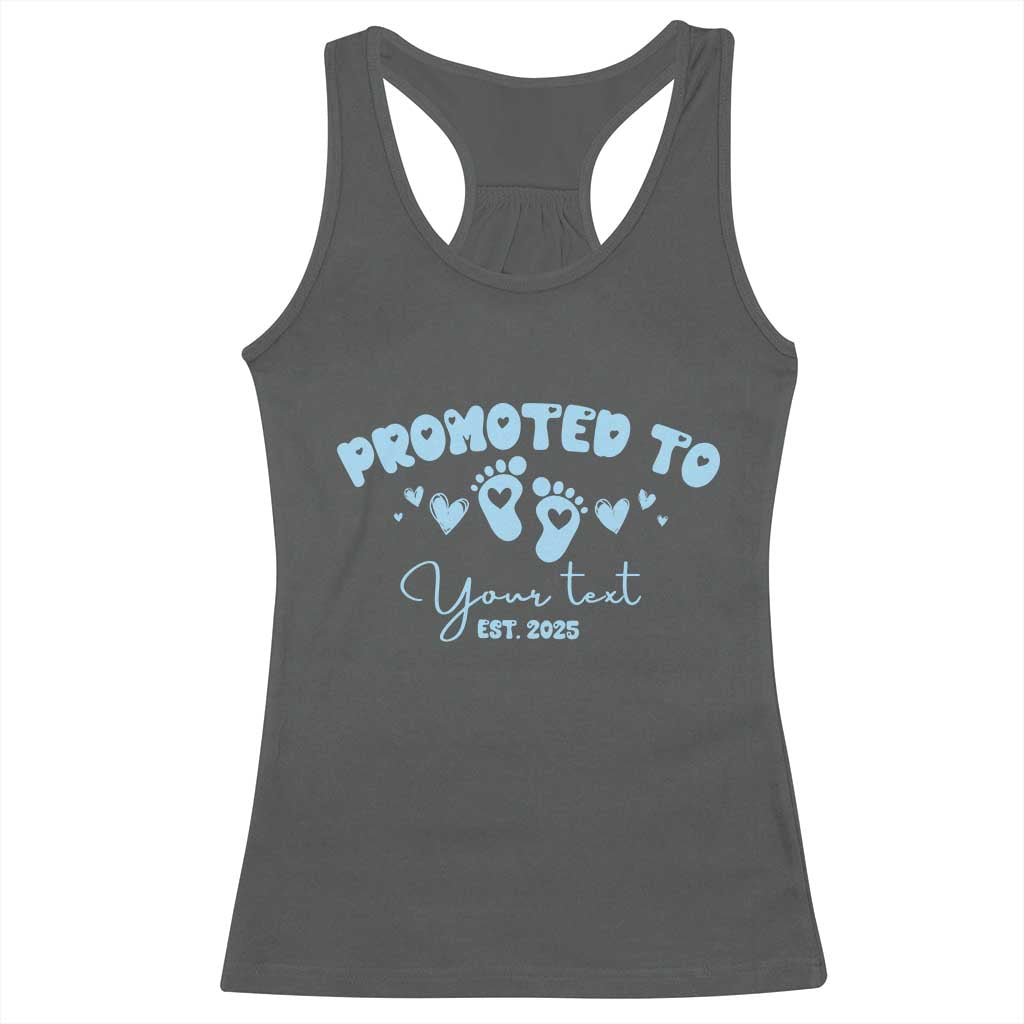 Personalized Gender Reveal Racerback Tank Top Custom Text Baby Boy Reveal Blue Family Matching