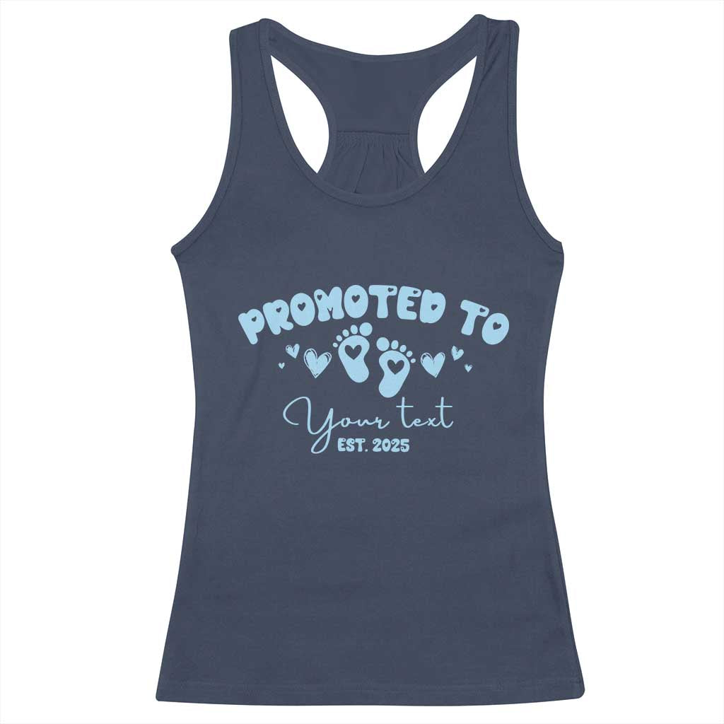 Personalized Gender Reveal Racerback Tank Top Custom Text Baby Boy Reveal Blue Family Matching