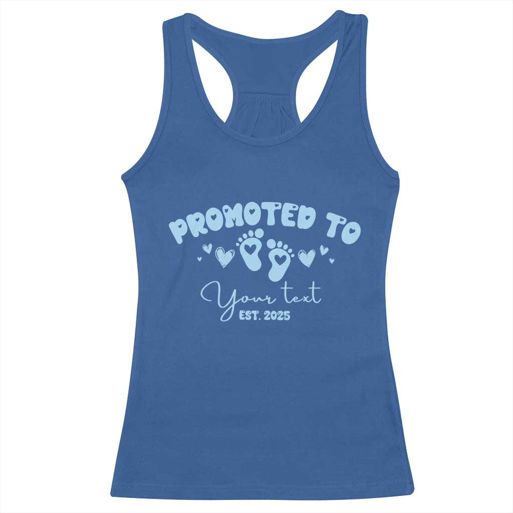 Personalized Gender Reveal Racerback Tank Top Custom Text Baby Boy Reveal Blue Family Matching