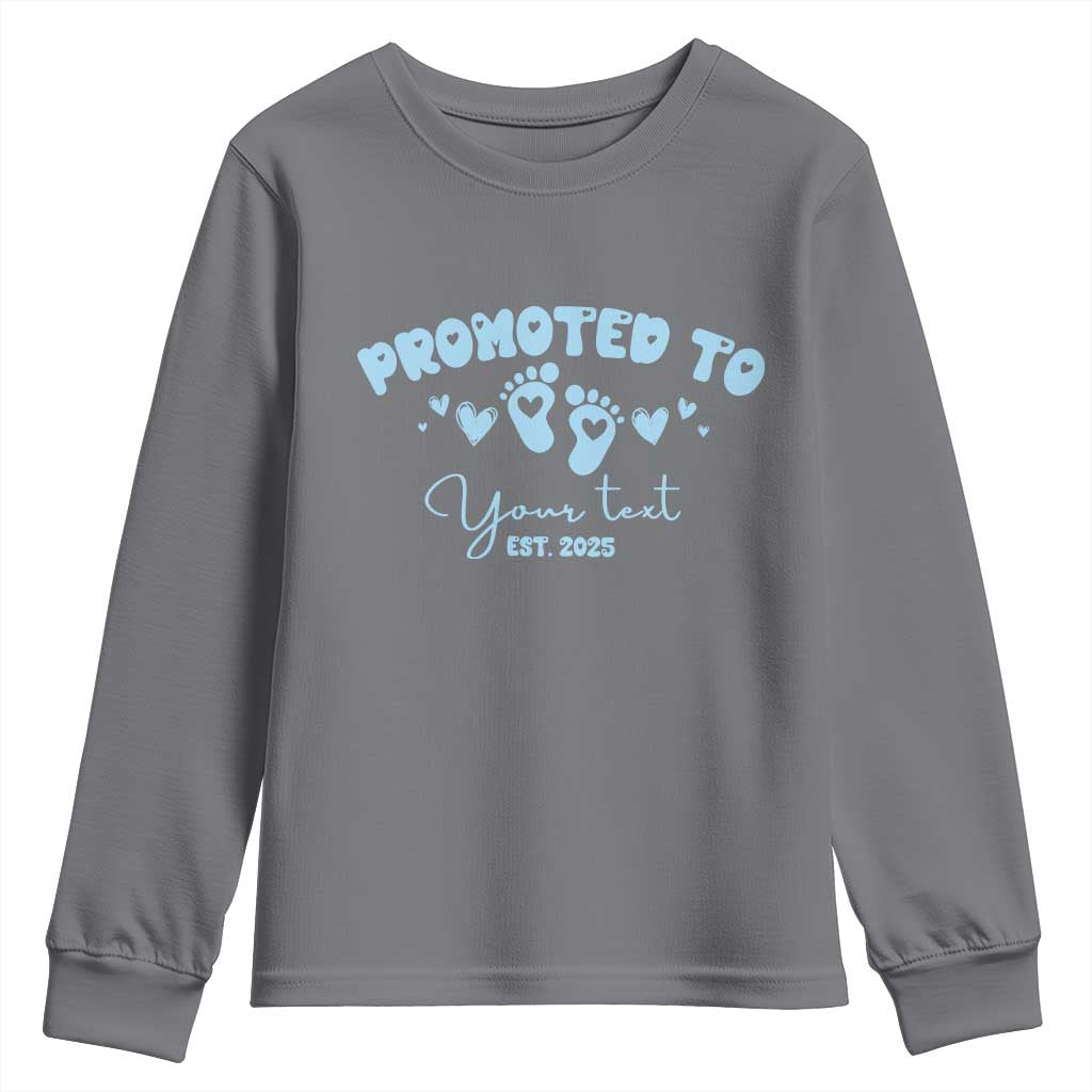 Personalized Gender Reveal Youth Sweatshirt Custom Text Baby Boy Reveal Blue Family Matching