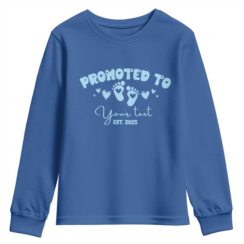 Personalized Gender Reveal Youth Sweatshirt Custom Text Baby Boy Reveal Blue Family Matching