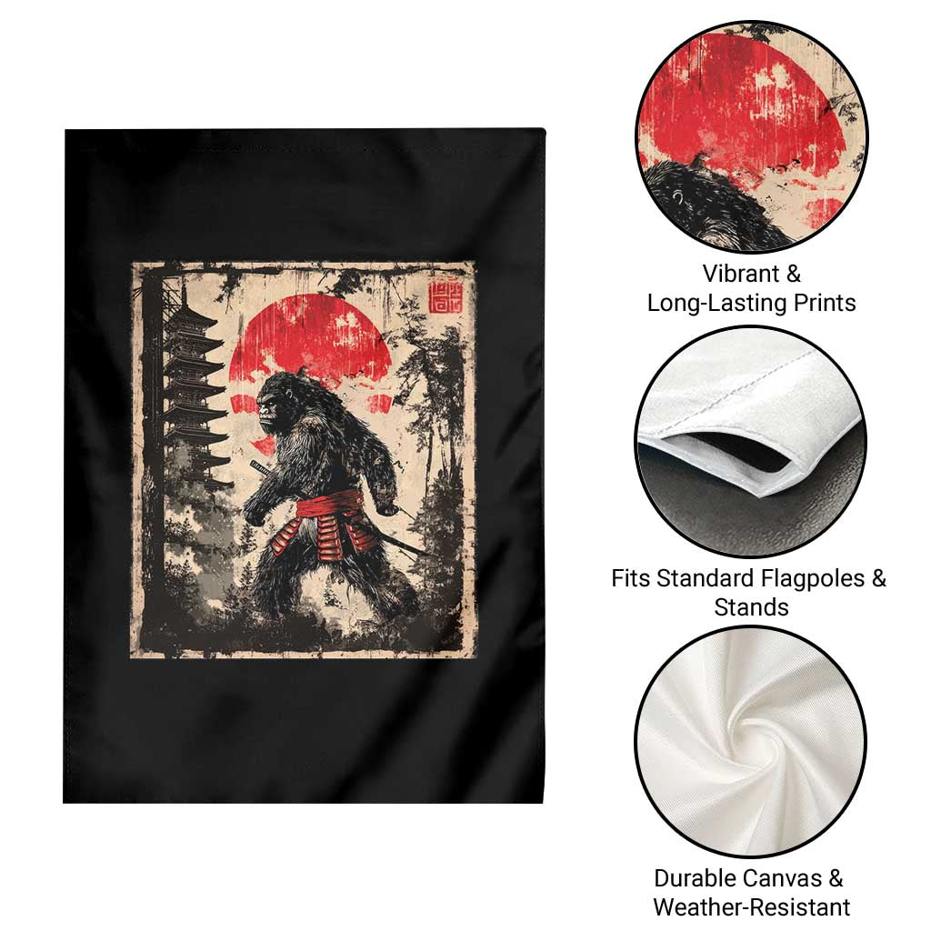 Samurai Bigfoot Garden Flag Japanese Vintage Sasquatch Graphic Ukiyo-e Art Funny - Wonder Print Shop