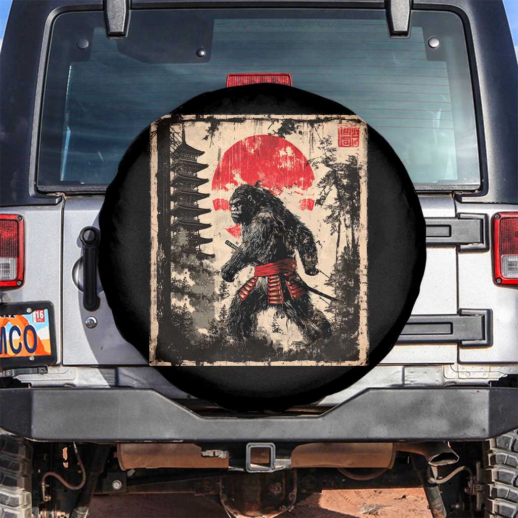 Samurai Bigfoot Spare Tire Cover Japanese Vintage Sasquatch Graphic Ukiyo-e Art Funny - Wonder Print Shop