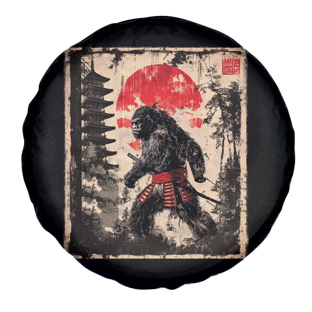 Samurai Bigfoot Spare Tire Cover Japanese Vintage Sasquatch Graphic Ukiyo-e Art Funny - Wonder Print Shop