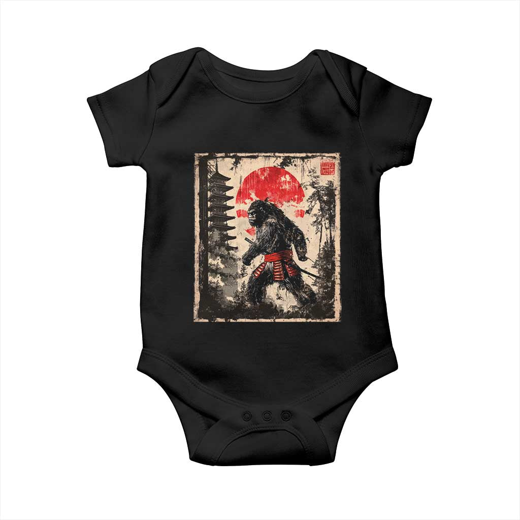 Samurai Bigfoot Baby Onesie Japanese Vintage Sasquatch Graphic Ukiyo-e Art Funny - Wonder Print Shop