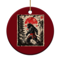 Samurai Bigfoot Ceramic Ornament Japanese Vintage Sasquatch Graphic Ukiyo-e Art Funny - Wonder Print Shop