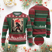 Samurai Bigfoot Ugly Christmas Sweater Japanese Vintage Sasquatch Graphic Ukiyo-e Art Funny - Wonder Print Shop