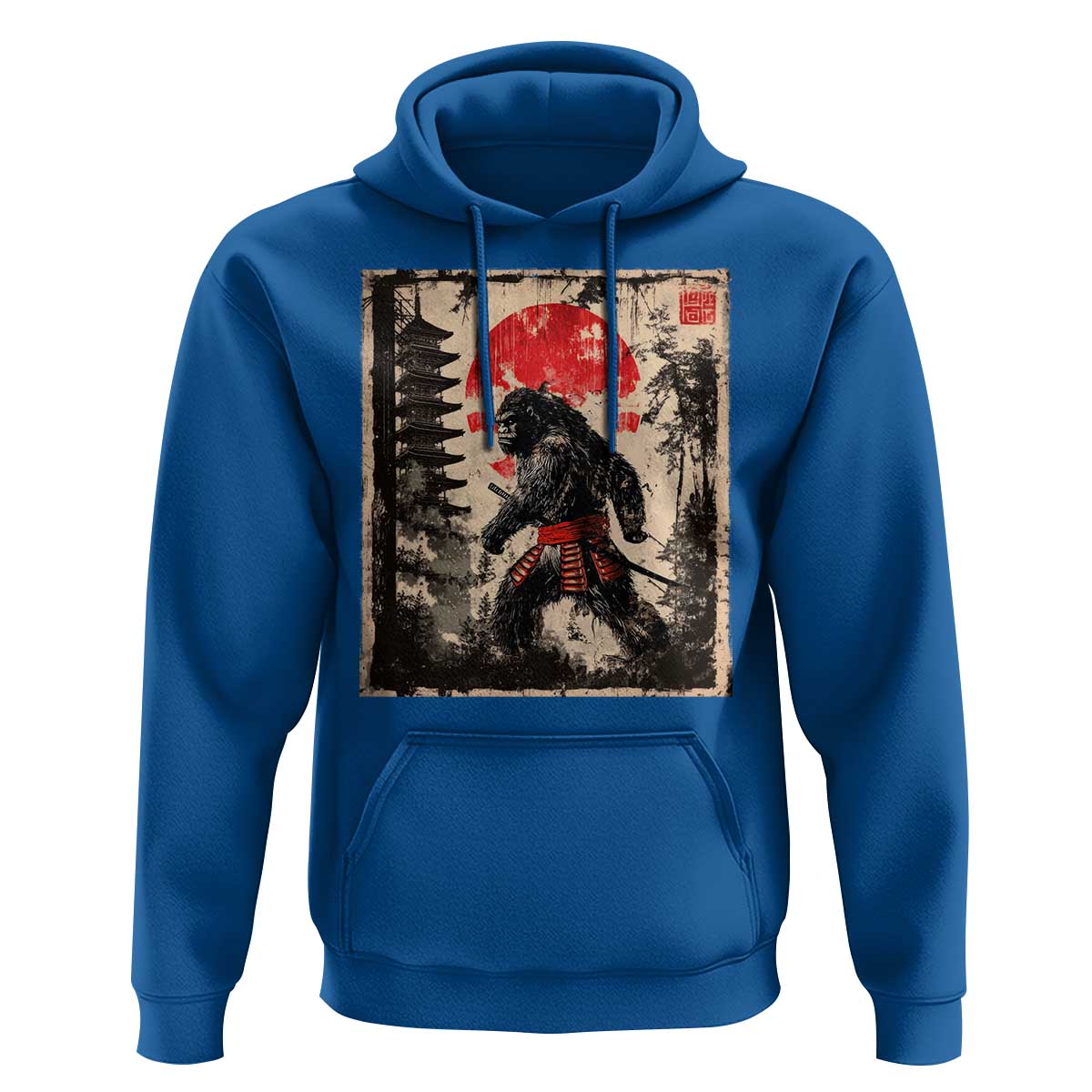 Samurai Bigfoot Hoodie Japanese Vintage Sasquatch Graphic Ukiyo-e Art Funny - Wonder Print Shop