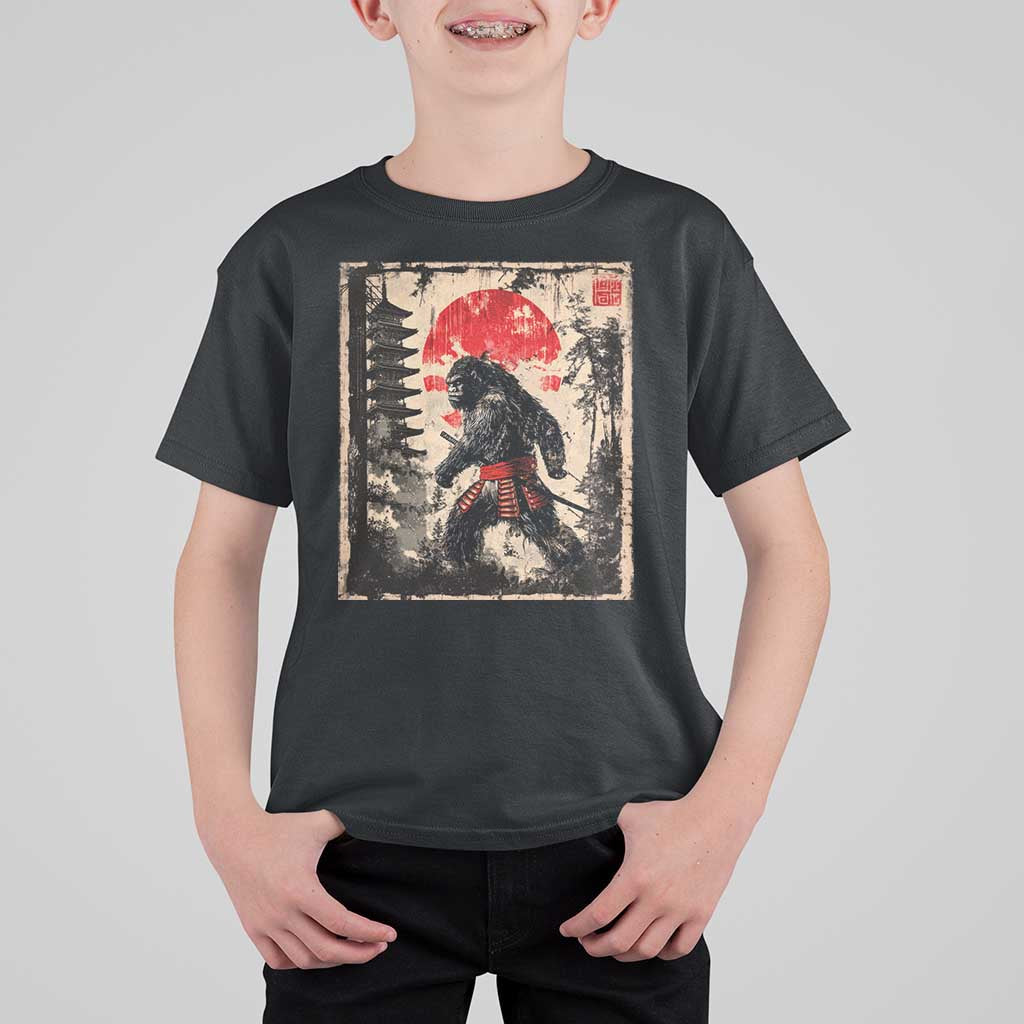 Samurai Bigfoot T Shirt For Kid Japanese Vintage Sasquatch Graphic Ukiyo-e Art Funny - Wonder Print Shop