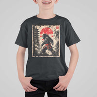 Samurai Bigfoot T Shirt For Kid Japanese Vintage Sasquatch Graphic Ukiyo-e Art Funny - Wonder Print Shop