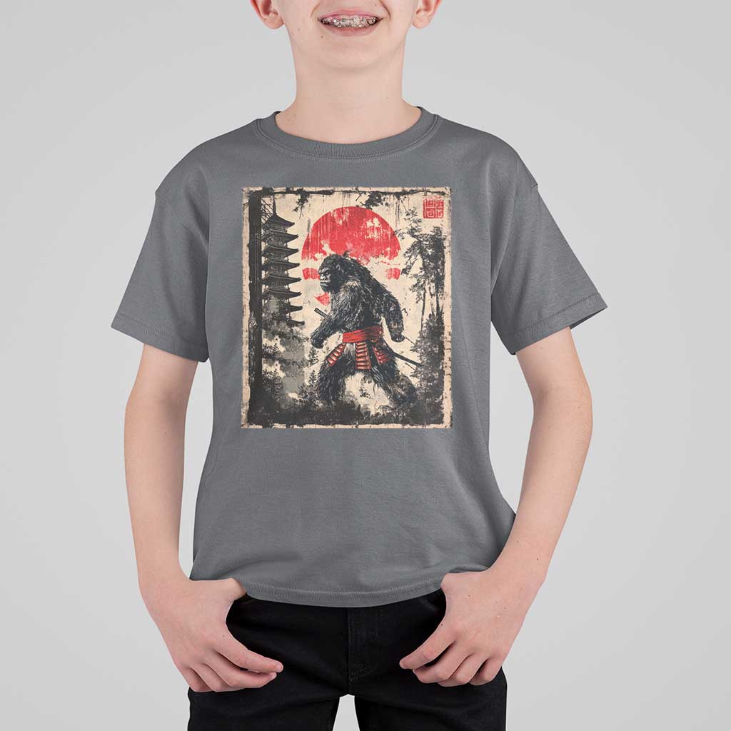 Samurai Bigfoot T Shirt For Kid Japanese Vintage Sasquatch Graphic Ukiyo-e Art Funny - Wonder Print Shop