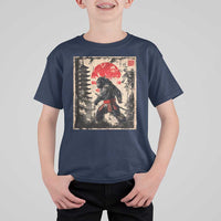 Samurai Bigfoot T Shirt For Kid Japanese Vintage Sasquatch Graphic Ukiyo-e Art Funny - Wonder Print Shop