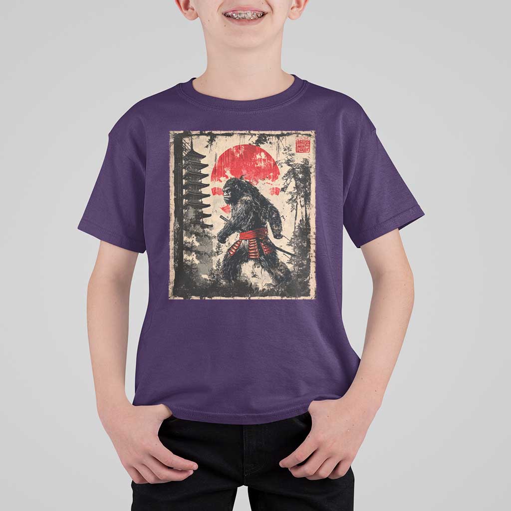 Samurai Bigfoot T Shirt For Kid Japanese Vintage Sasquatch Graphic Ukiyo-e Art Funny - Wonder Print Shop