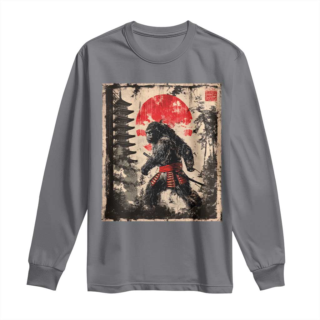 Samurai Bigfoot Long Sleeve Shirt Japanese Vintage Sasquatch Graphic Ukiyo-e Art Funny - Wonder Print Shop