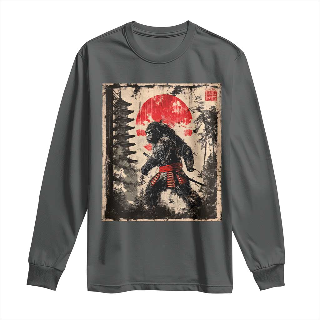Samurai Bigfoot Long Sleeve Shirt Japanese Vintage Sasquatch Graphic Ukiyo-e Art Funny - Wonder Print Shop