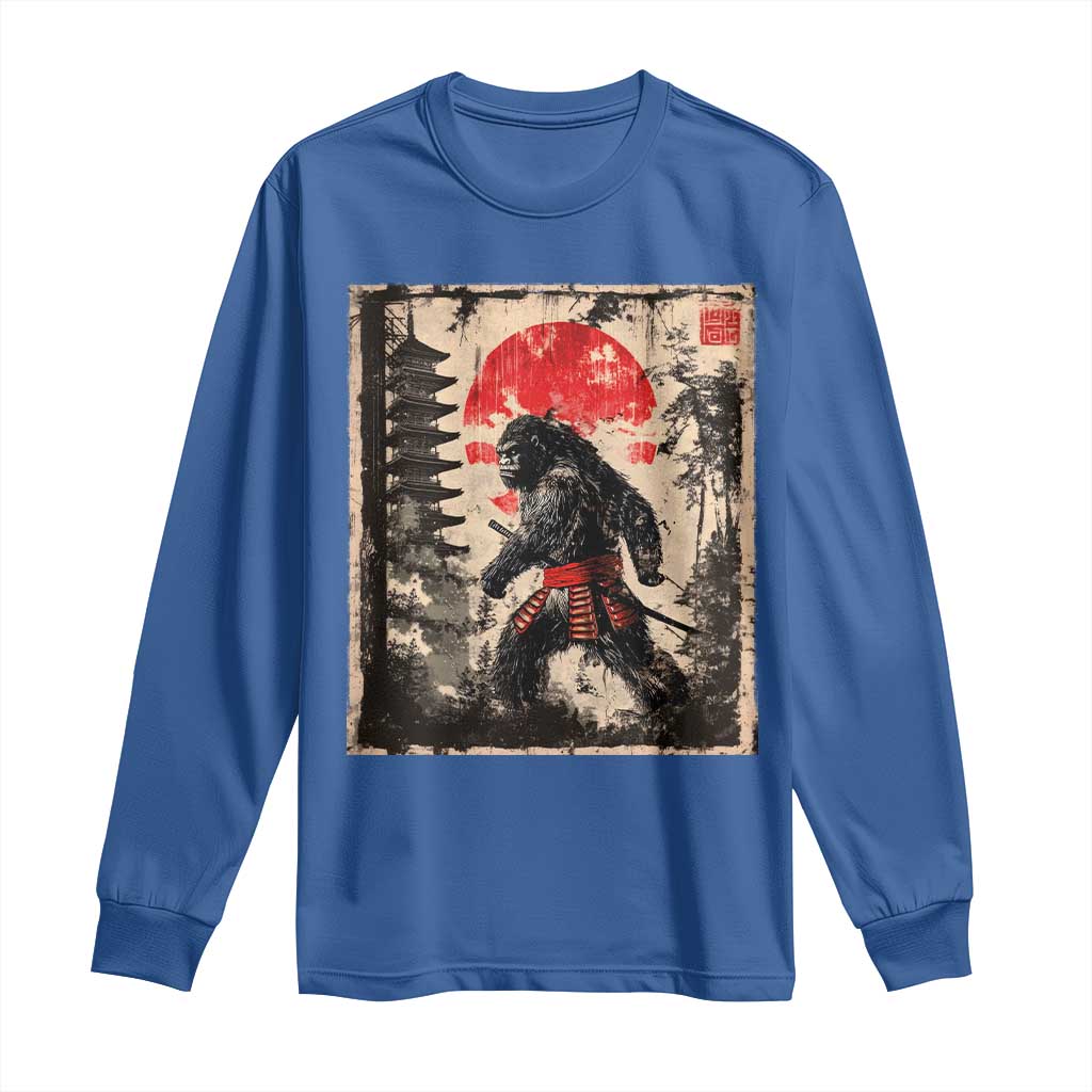 Samurai Bigfoot Long Sleeve Shirt Japanese Vintage Sasquatch Graphic Ukiyo-e Art Funny - Wonder Print Shop