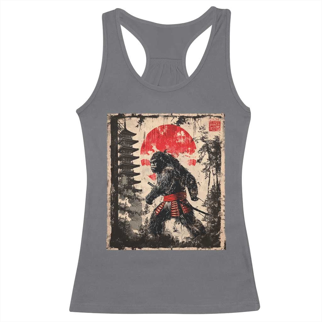 Samurai Bigfoot Racerback Tank Top Japanese Vintage Sasquatch Graphic Ukiyo-e Art Funny - Wonder Print Shop