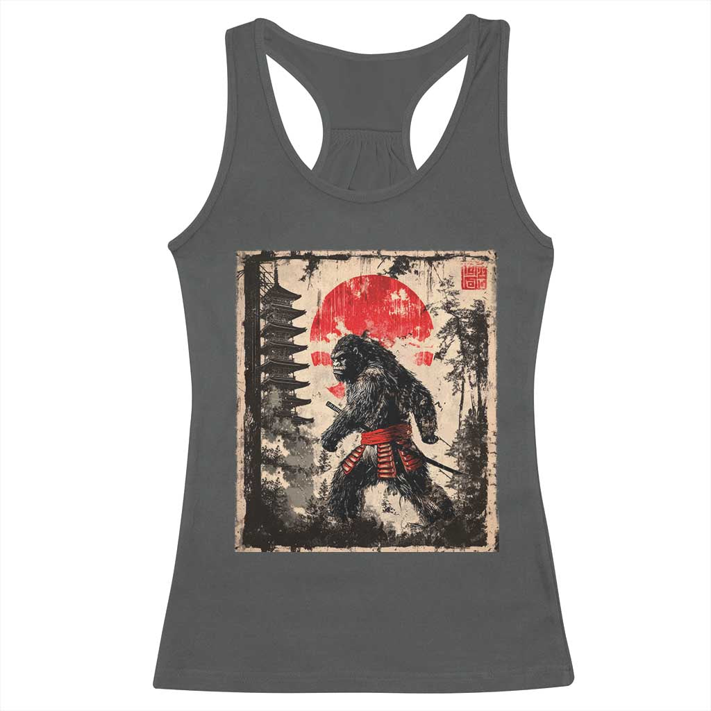Samurai Bigfoot Racerback Tank Top Japanese Vintage Sasquatch Graphic Ukiyo-e Art Funny - Wonder Print Shop