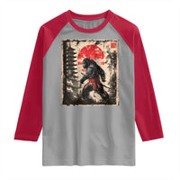 Samurai Bigfoot Raglan Shirt Japanese Vintage Sasquatch Graphic Ukiyo-e Art Funny - Wonder Print Shop