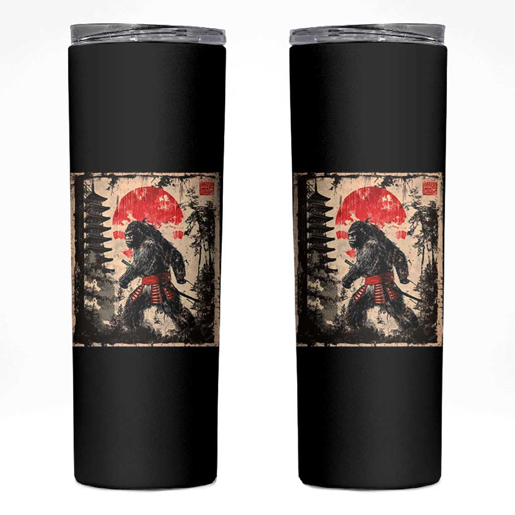 Samurai Bigfoot Skinny Tumbler Japanese Vintage Sasquatch Graphic Ukiyo-e Art Funny - Wonder Print Shop