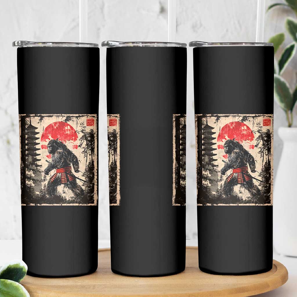 Samurai Bigfoot Skinny Tumbler Japanese Vintage Sasquatch Graphic Ukiyo-e Art Funny - Wonder Print Shop