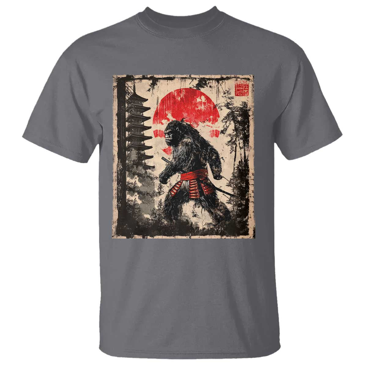 Samurai Bigfoot T Shirt Japanese Vintage Sasquatch Graphic Ukiyo-e Art Funny - Wonder Print Shop