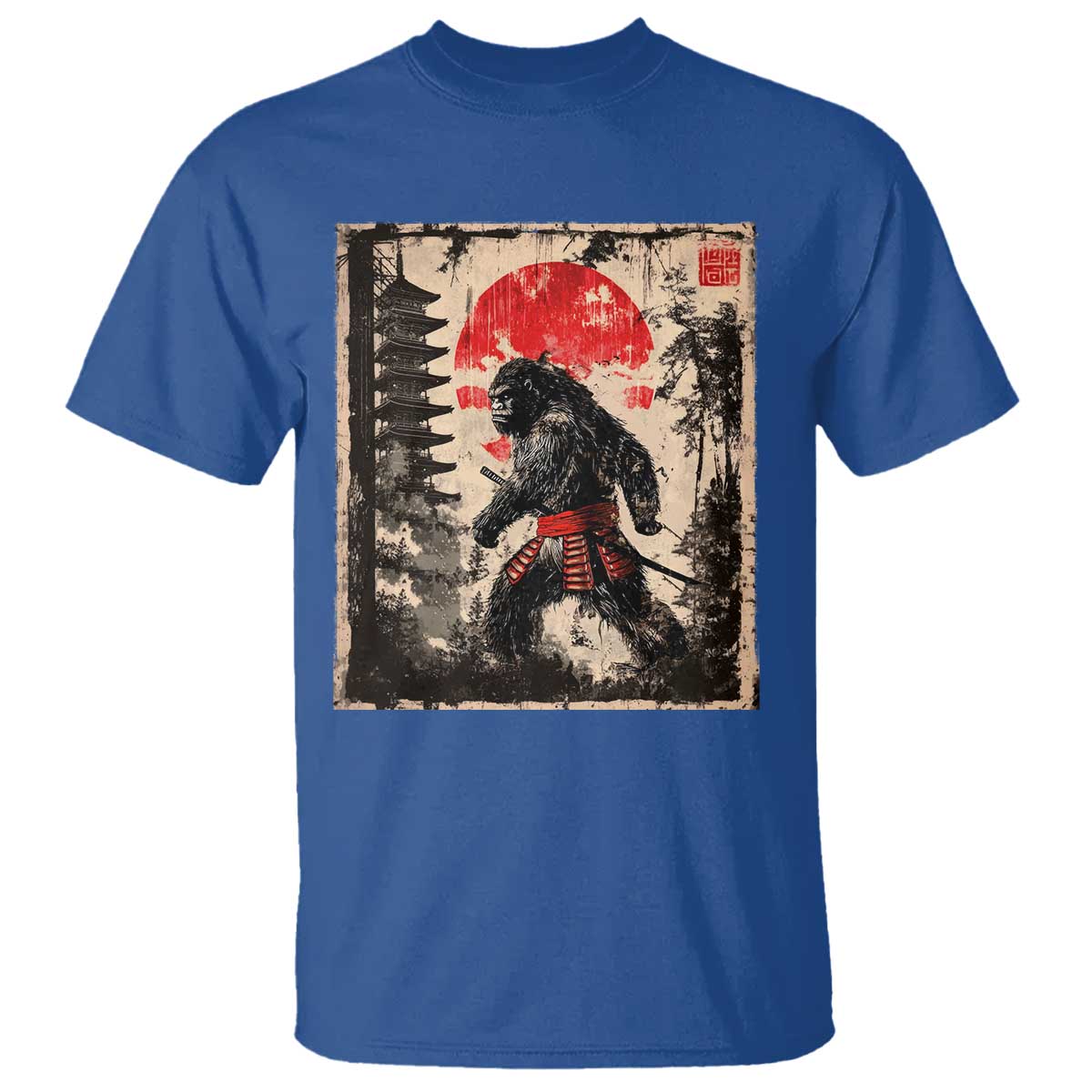 Samurai Bigfoot T Shirt Japanese Vintage Sasquatch Graphic Ukiyo-e Art Funny - Wonder Print Shop