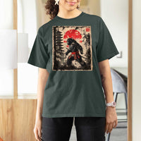 Samurai Bigfoot T Shirt For Women Japanese Vintage Sasquatch Graphic Ukiyo-e Art Funny - Wonder Print Shop
