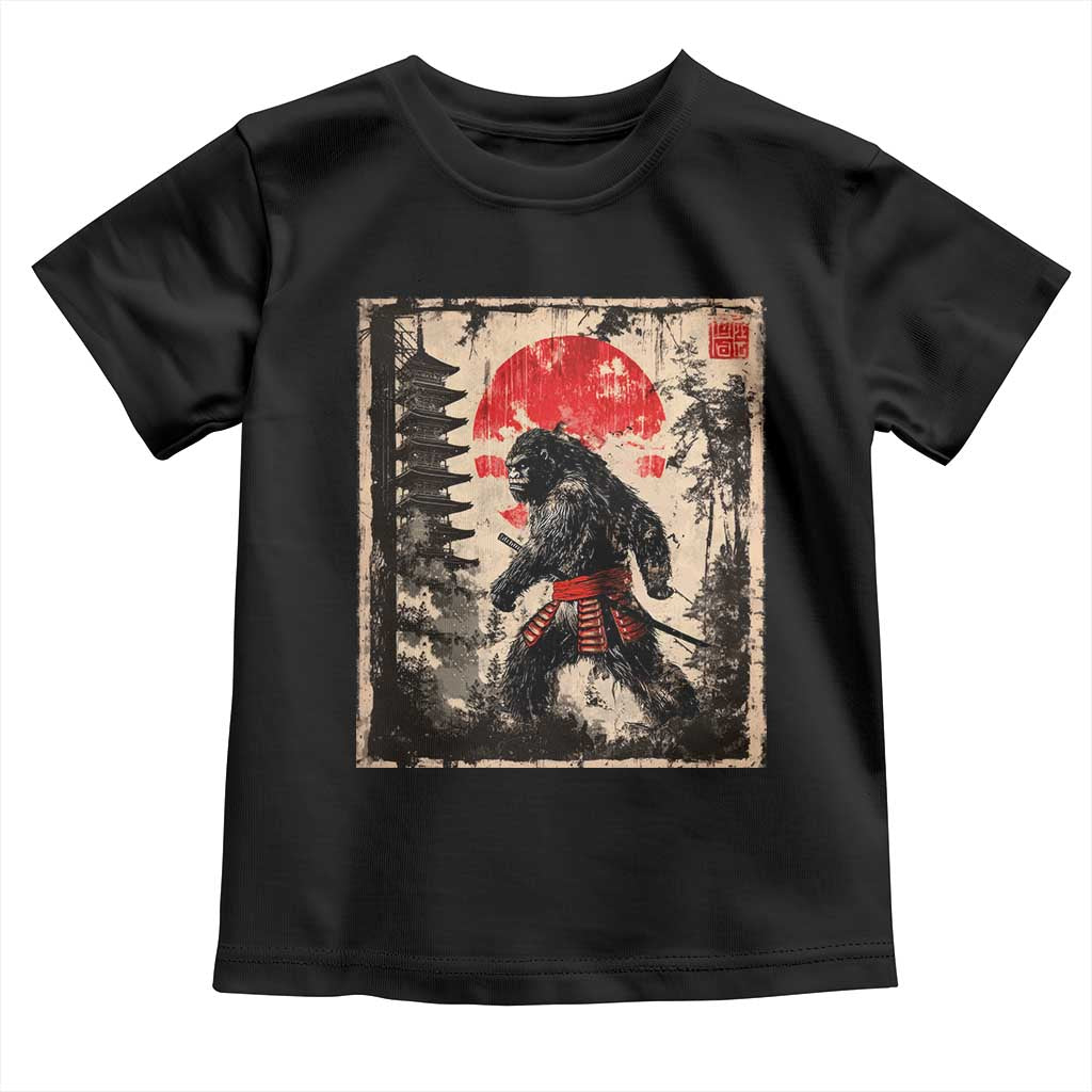 Samurai Bigfoot Toddler T Shirt Japanese Vintage Sasquatch Graphic Ukiyo-e Art Funny - Wonder Print Shop