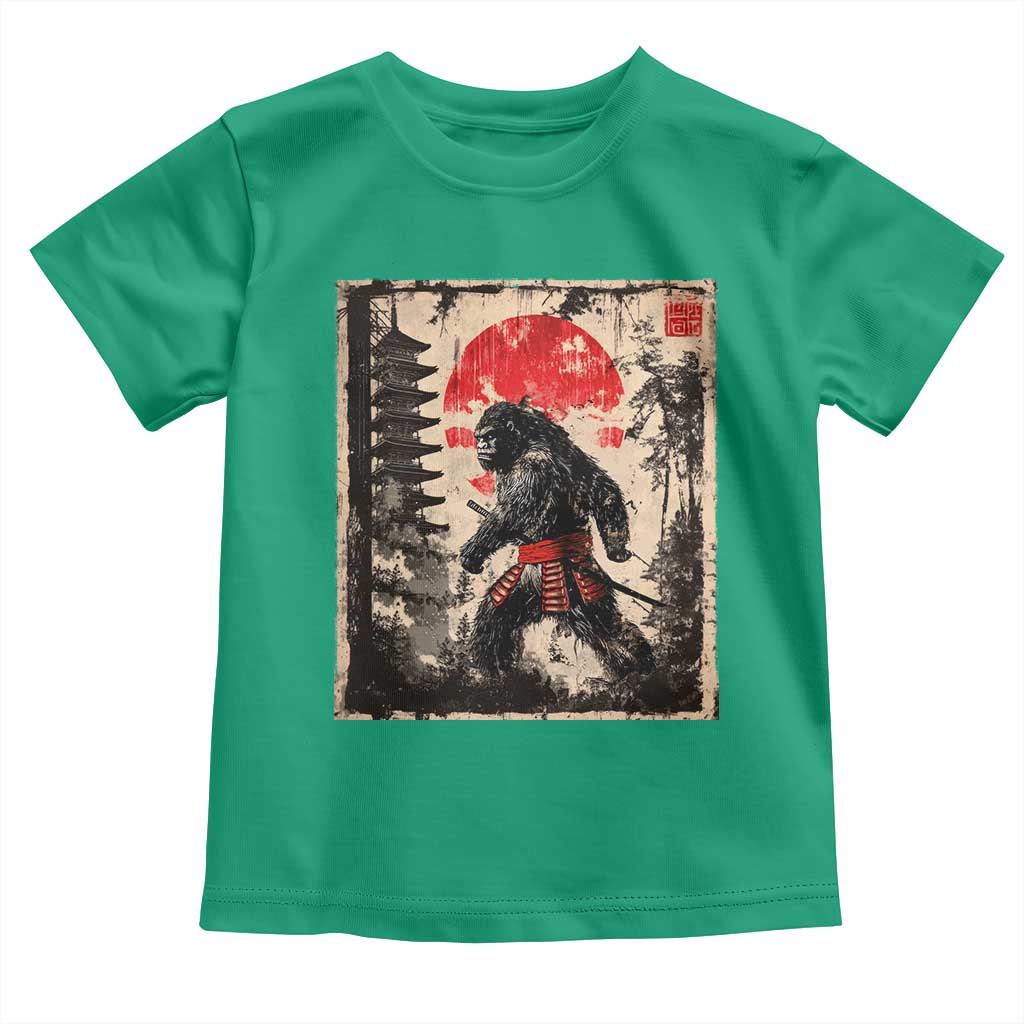 Samurai Bigfoot Toddler T Shirt Japanese Vintage Sasquatch Graphic Ukiyo-e Art Funny - Wonder Print Shop