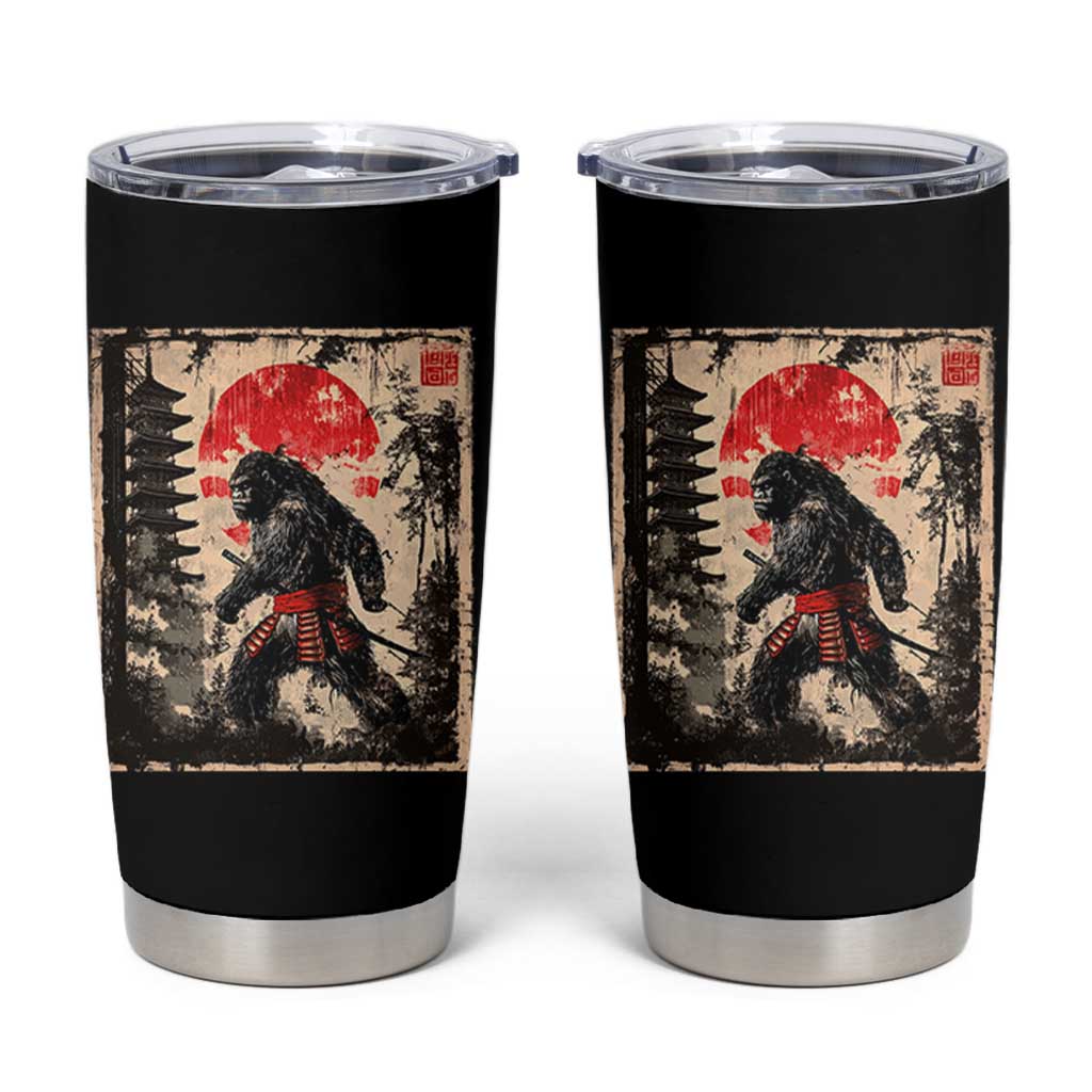 Samurai Bigfoot Tumbler Cup Japanese Vintage Sasquatch Graphic Ukiyo-e Art Funny - Wonder Print Shop
