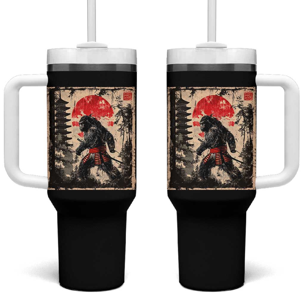 Samurai Bigfoot Tumbler With Handle Japanese Vintage Sasquatch Graphic Ukiyo-e Art Funny - Wonder Print Shop