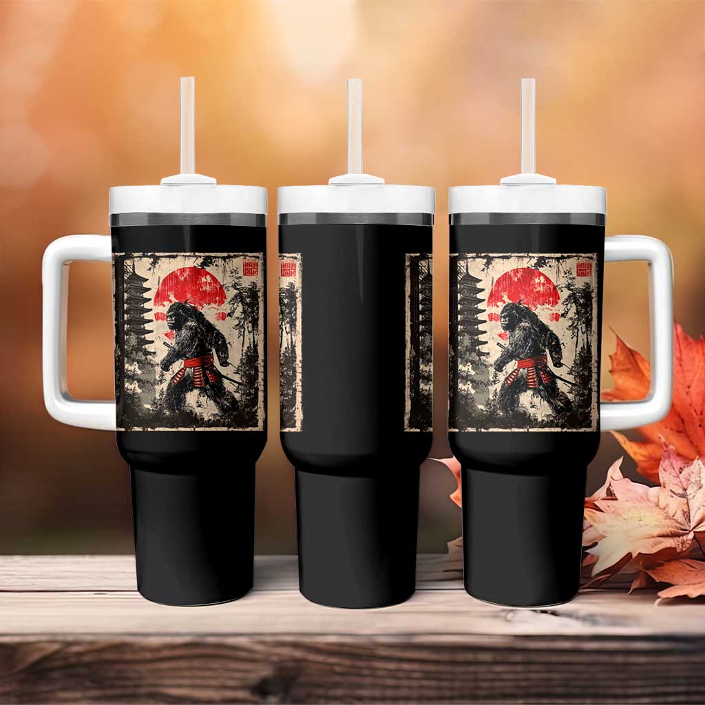 Samurai Bigfoot Tumbler With Handle Japanese Vintage Sasquatch Graphic Ukiyo-e Art Funny - Wonder Print Shop