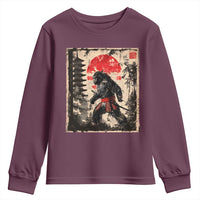 Samurai Bigfoot Youth Sweatshirt Japanese Vintage Sasquatch Graphic Ukiyo-e Art Funny - Wonder Print Shop