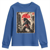 Samurai Bigfoot Youth Sweatshirt Japanese Vintage Sasquatch Graphic Ukiyo-e Art Funny - Wonder Print Shop