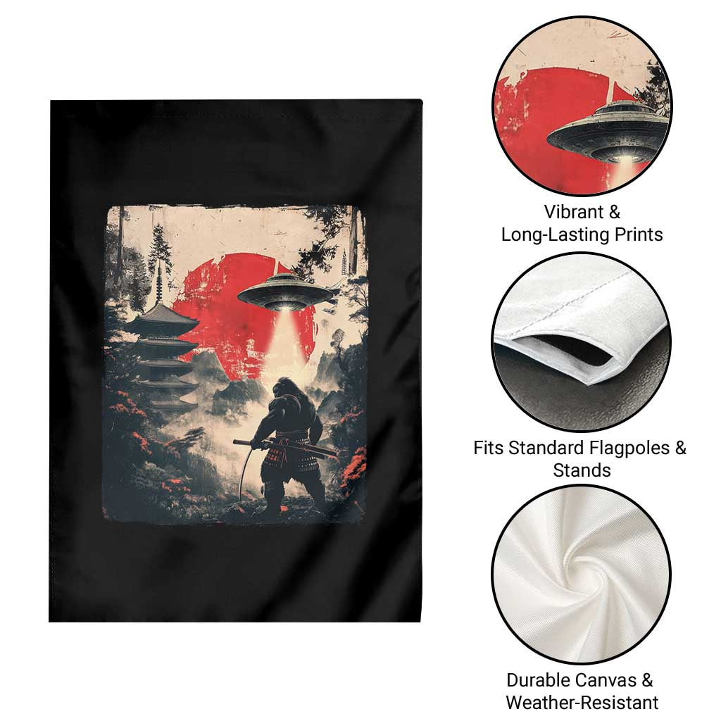 Samurai Bigfoot Garden Flag Funny Japanese Retro Vintage Sasquatch Graphic Ukiyo-e Art - Wonder Print Shop