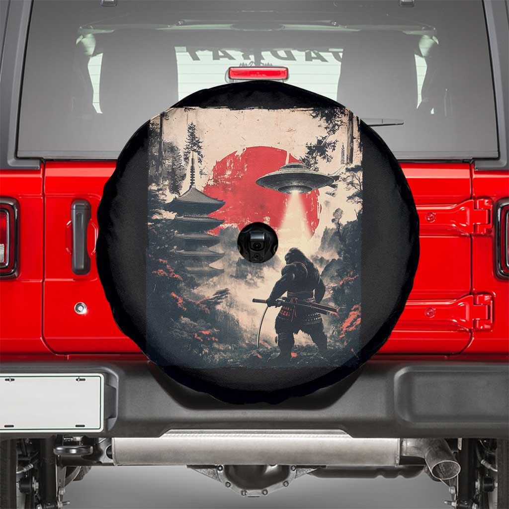 Samurai Bigfoot Spare Tire Cover Funny Japanese Retro Vintage Sasquatch Graphic Ukiyo-e Art - Wonder Print Shop