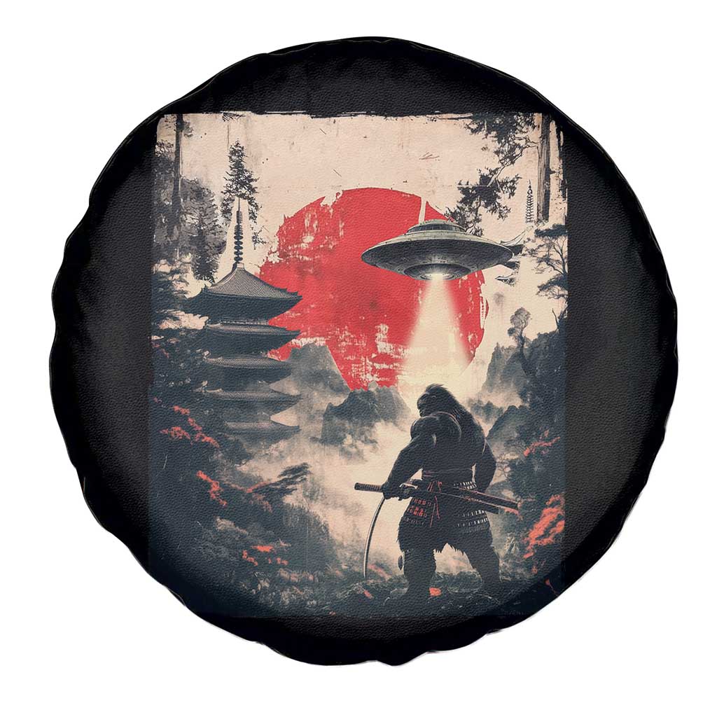 Samurai Bigfoot Spare Tire Cover Funny Japanese Retro Vintage Sasquatch Graphic Ukiyo-e Art - Wonder Print Shop