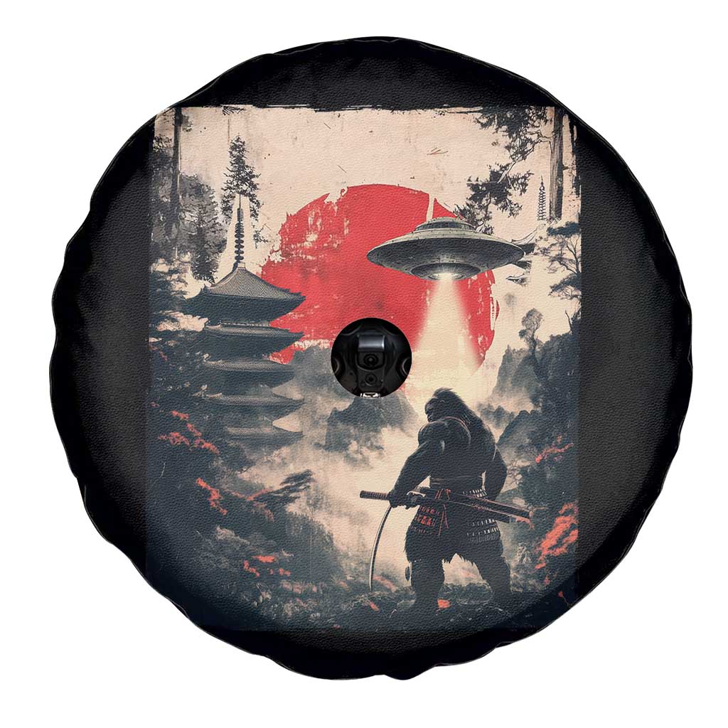 Samurai Bigfoot Spare Tire Cover Funny Japanese Retro Vintage Sasquatch Graphic Ukiyo-e Art - Wonder Print Shop