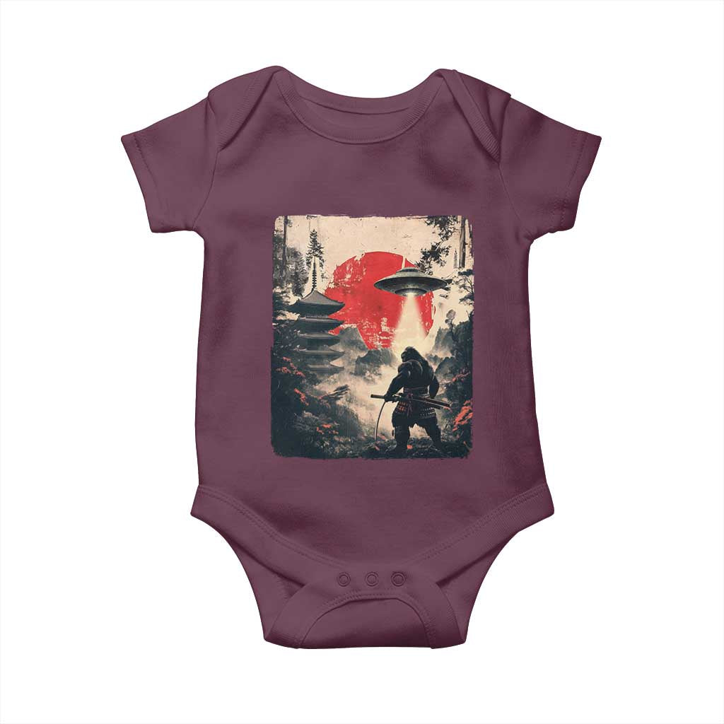 Samurai Bigfoot Baby Onesie Funny Japanese Retro Vintage Sasquatch Graphic Ukiyo-e Art - Wonder Print Shop