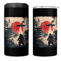 Samurai Bigfoot 4 in 1 Can Cooler Tumbler Funny Japanese Retro Vintage Sasquatch Graphic Ukiyo-e Art - Wonder Print Shop