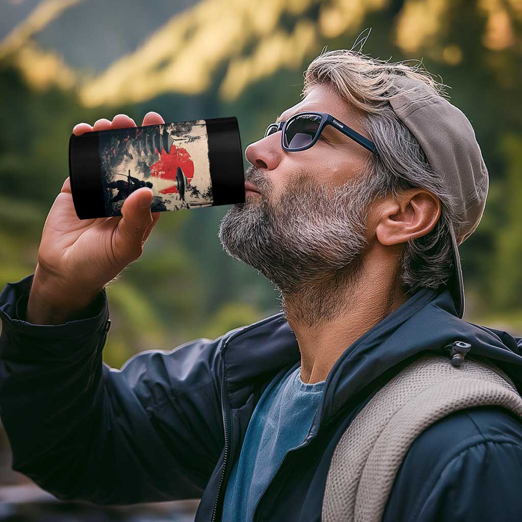 Samurai Bigfoot 4 in 1 Can Cooler Tumbler Funny Japanese Retro Vintage Sasquatch Graphic Ukiyo-e Art - Wonder Print Shop