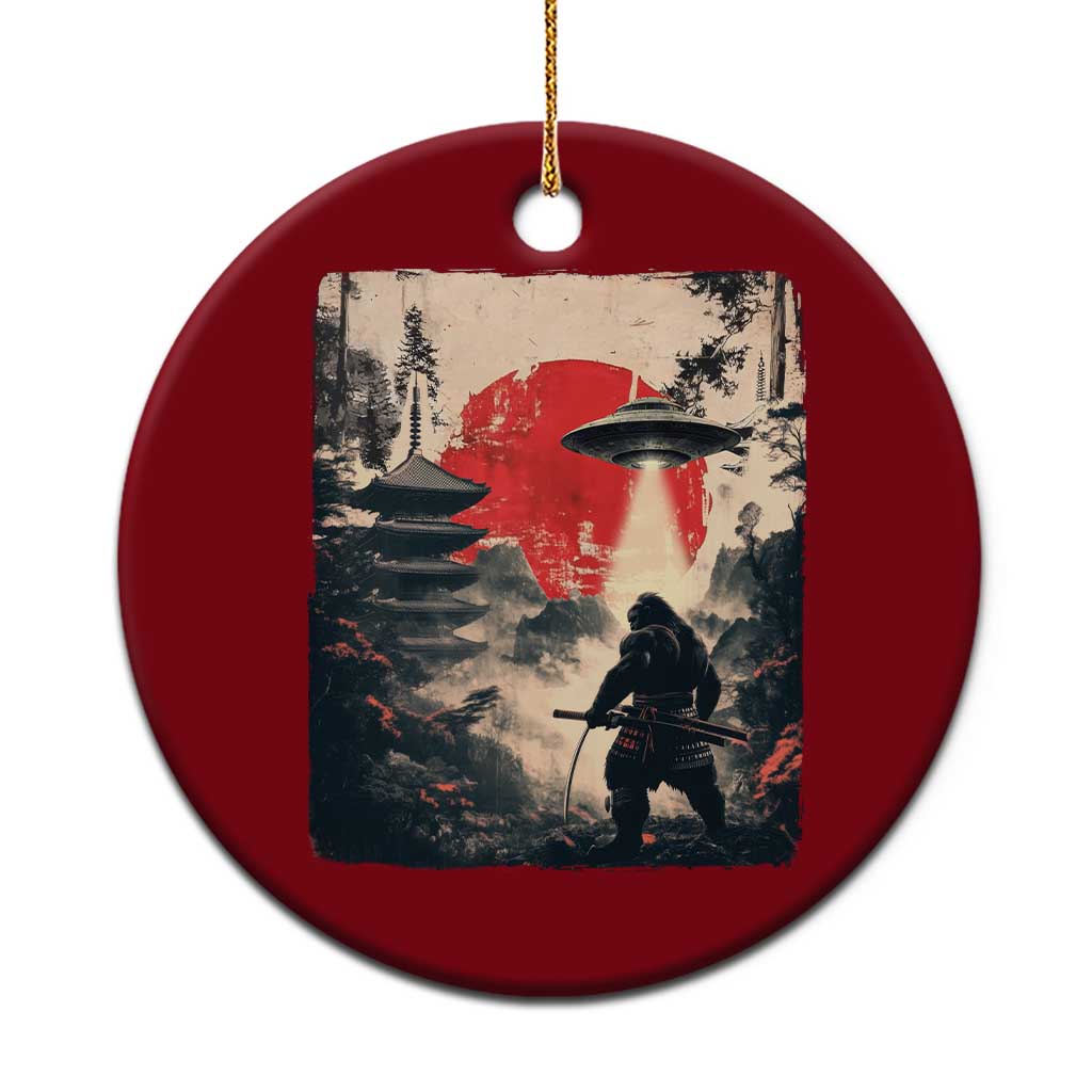 Samurai Bigfoot Ceramic Ornament Funny Japanese Retro Vintage Sasquatch Graphic Ukiyo-e Art - Wonder Print Shop