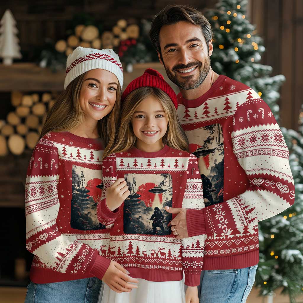 Samurai Bigfoot Ugly Christmas Sweater Funny Japanese Retro Vintage Sasquatch Graphic Ukiyo-e Art - Wonder Print Shop
