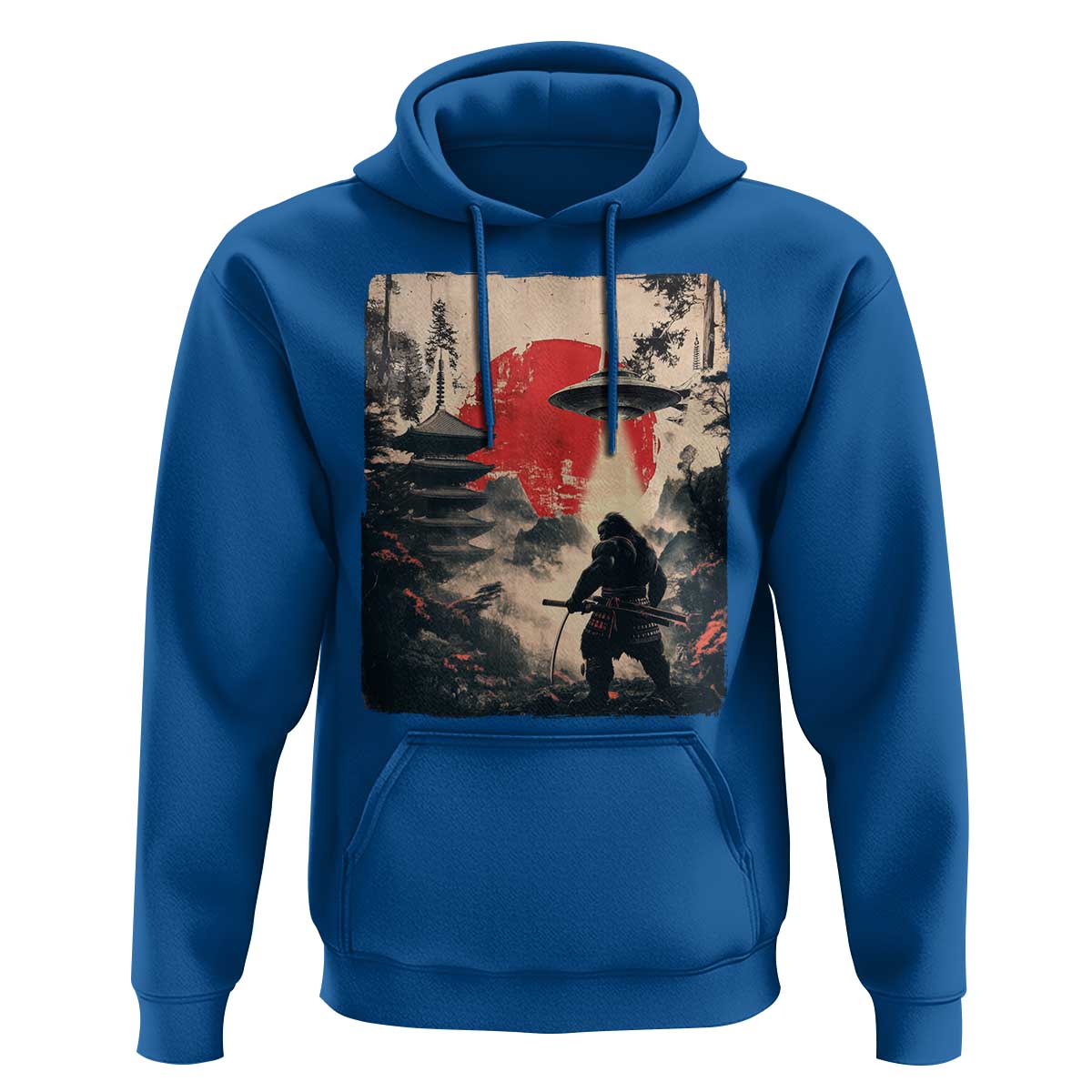 Samurai Bigfoot Hoodie Funny Japanese Retro Vintage Sasquatch Graphic Ukiyo-e Art - Wonder Print Shop