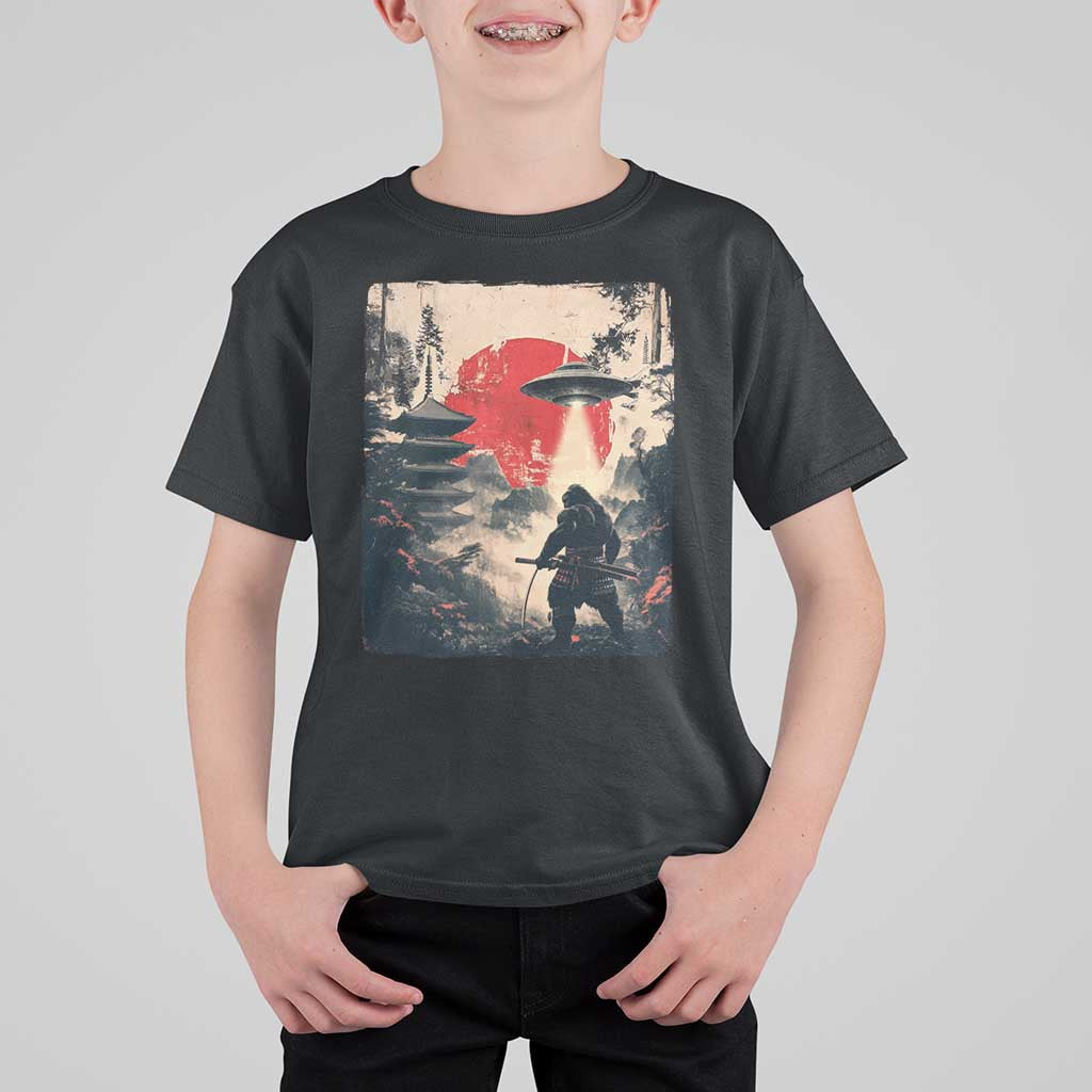 Samurai Bigfoot T Shirt For Kid Funny Japanese Retro Vintage Sasquatch Graphic Ukiyo-e Art - Wonder Print Shop
